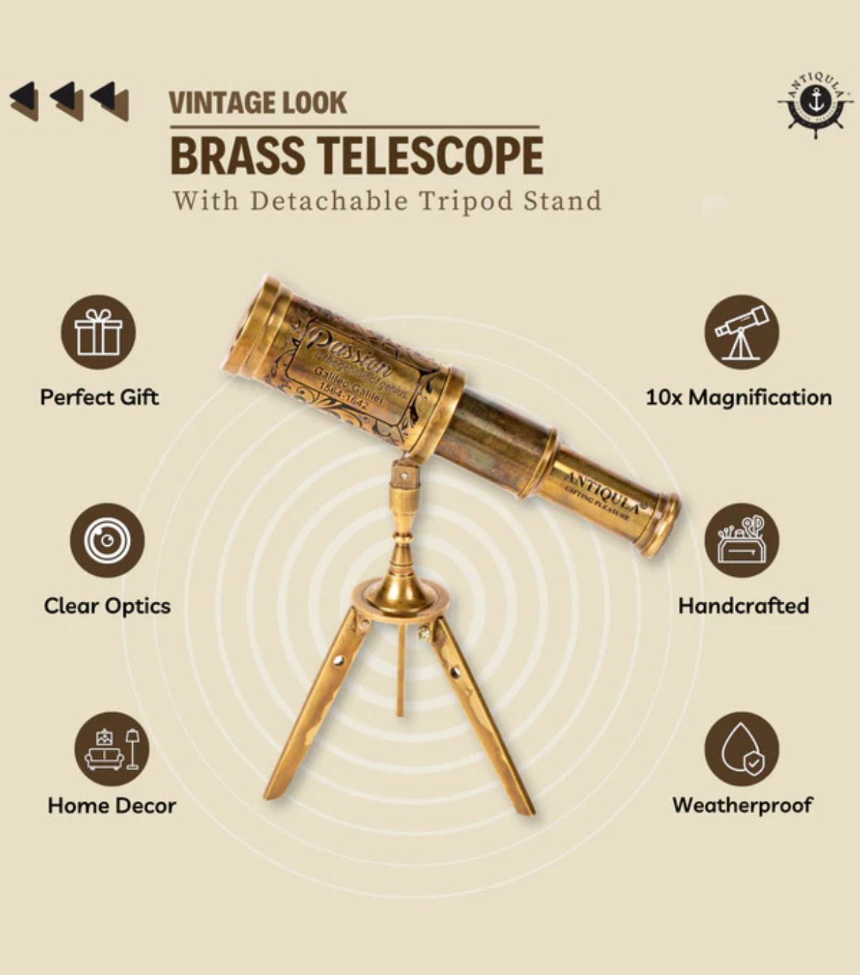 Vintage Brass Telescope